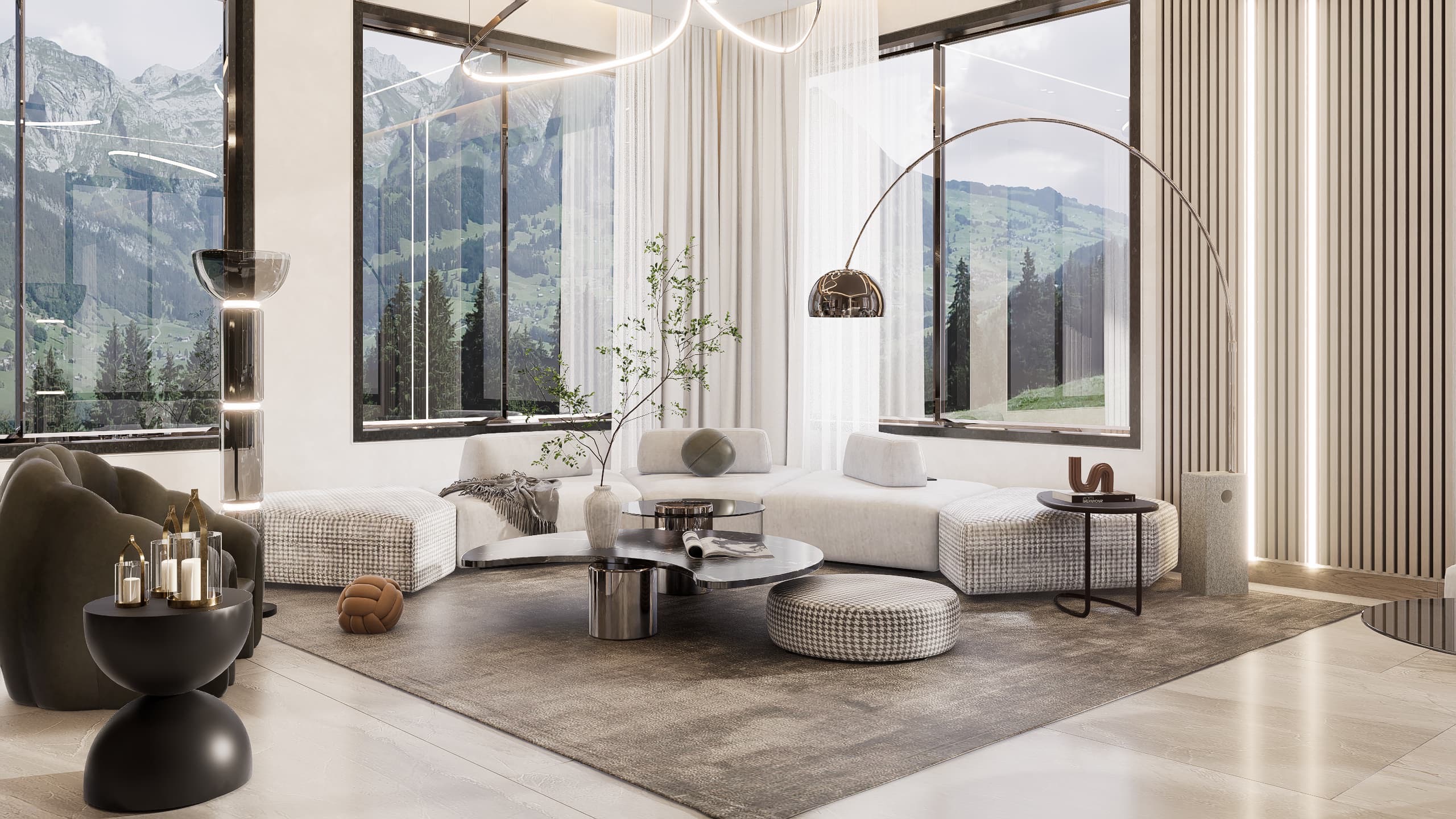 Beautiful warm minimalist living room