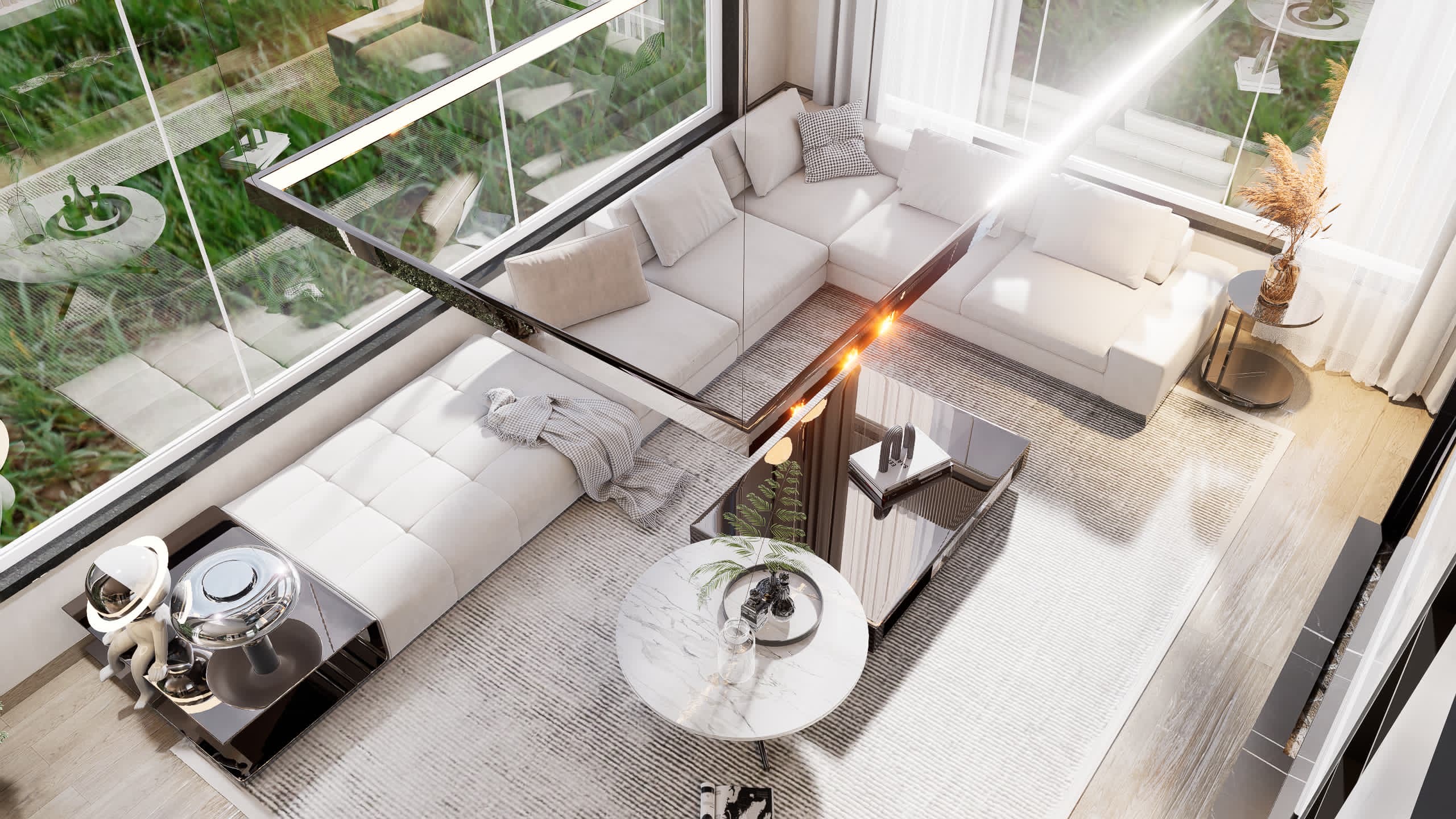 Beautiful warm minimalist living room