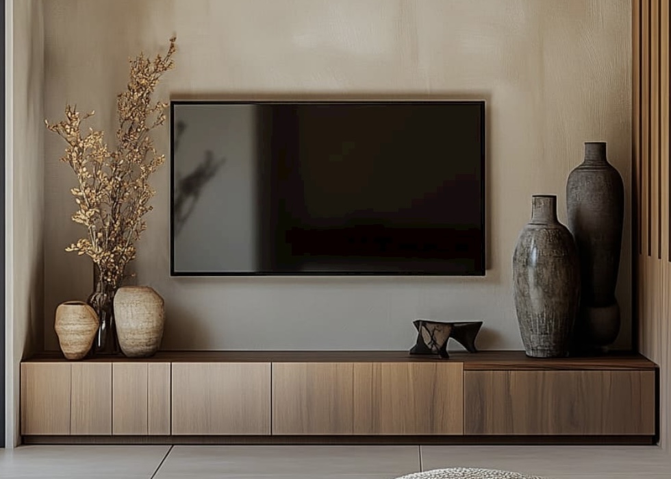 Beautiful warm minimalist living room