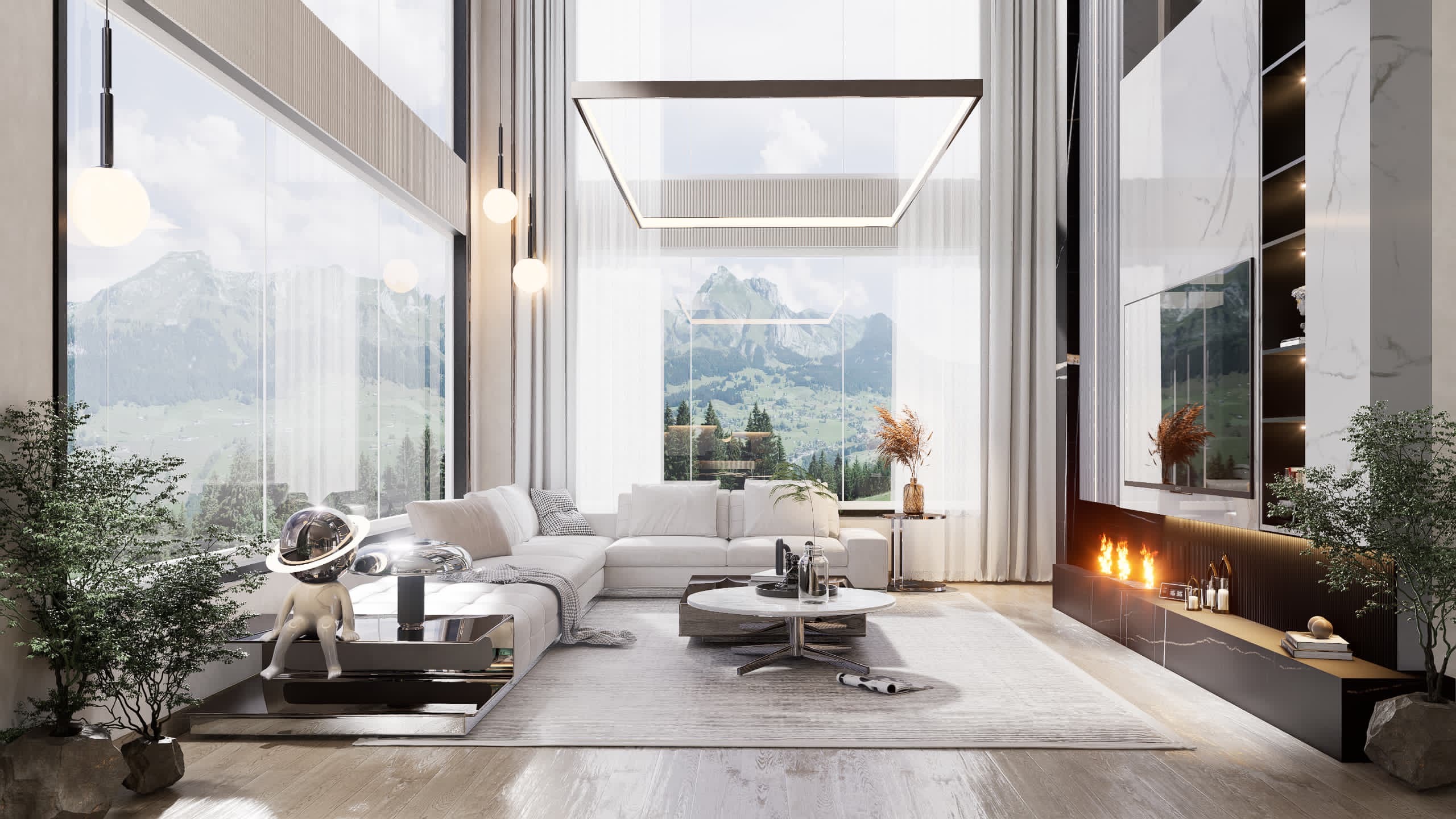 Elegant neutral-toned living room design